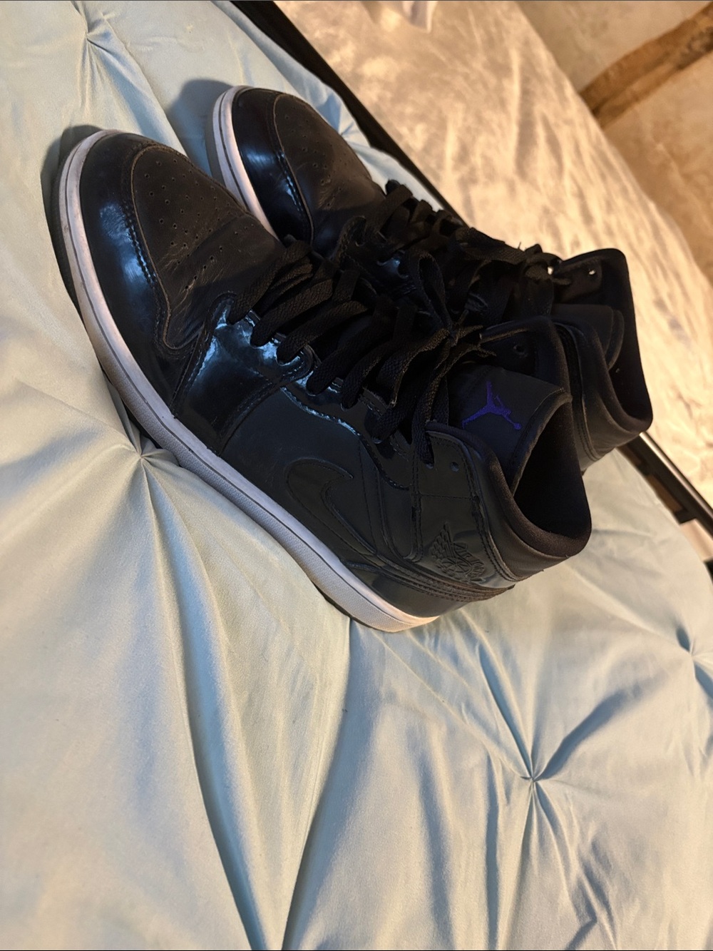 Nike High-Top Sneakers in Black with Purple Jumpman